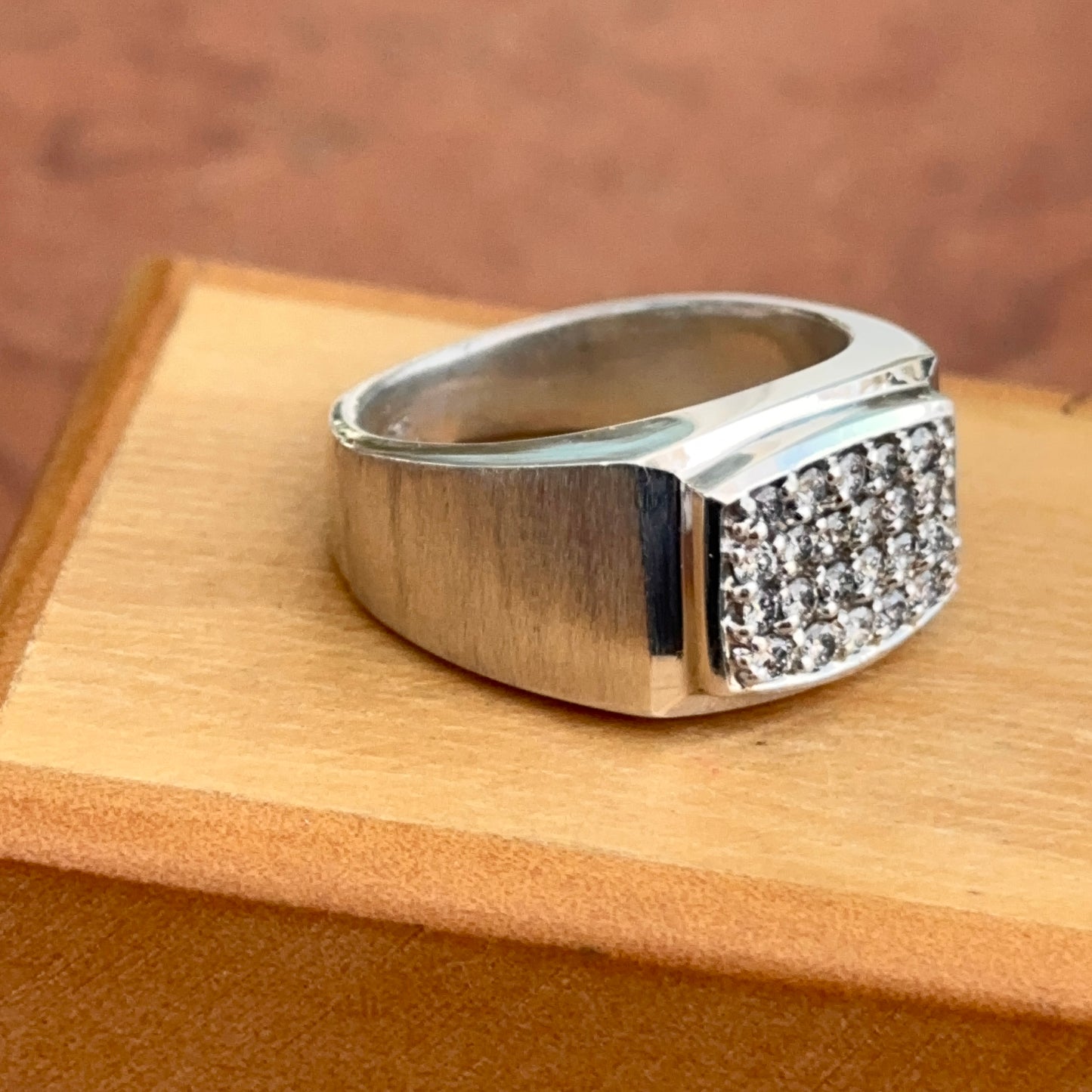 Estate Sterling Silver Diamond Cluster Band Ring Mens 8.75