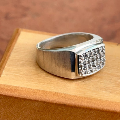 Estate Sterling Silver Diamond Cluster Band Ring Mens 8.75