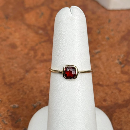 14KT Yellow Gold Bezel Garnet Thin Band Ring