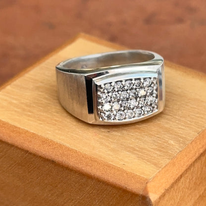 Estate Sterling Silver Diamond Cluster Band Ring Mens 8.75