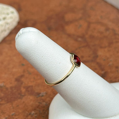 14KT Yellow Gold Bezel Garnet Thin Band Ring