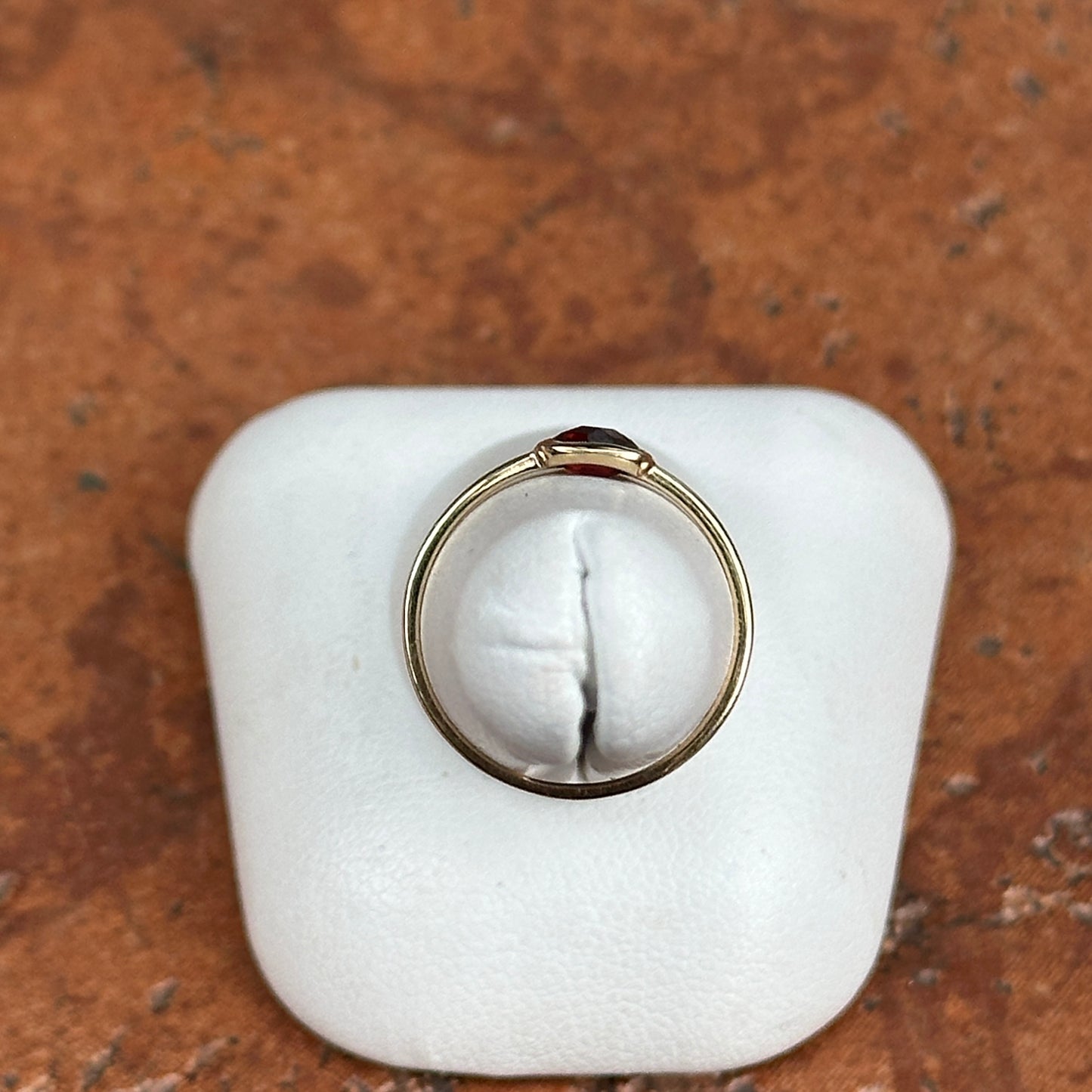 14KT Yellow Gold Bezel Garnet Thin Band Ring