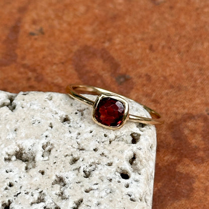 14KT Yellow Gold Bezel Garnet Thin Band Ring
