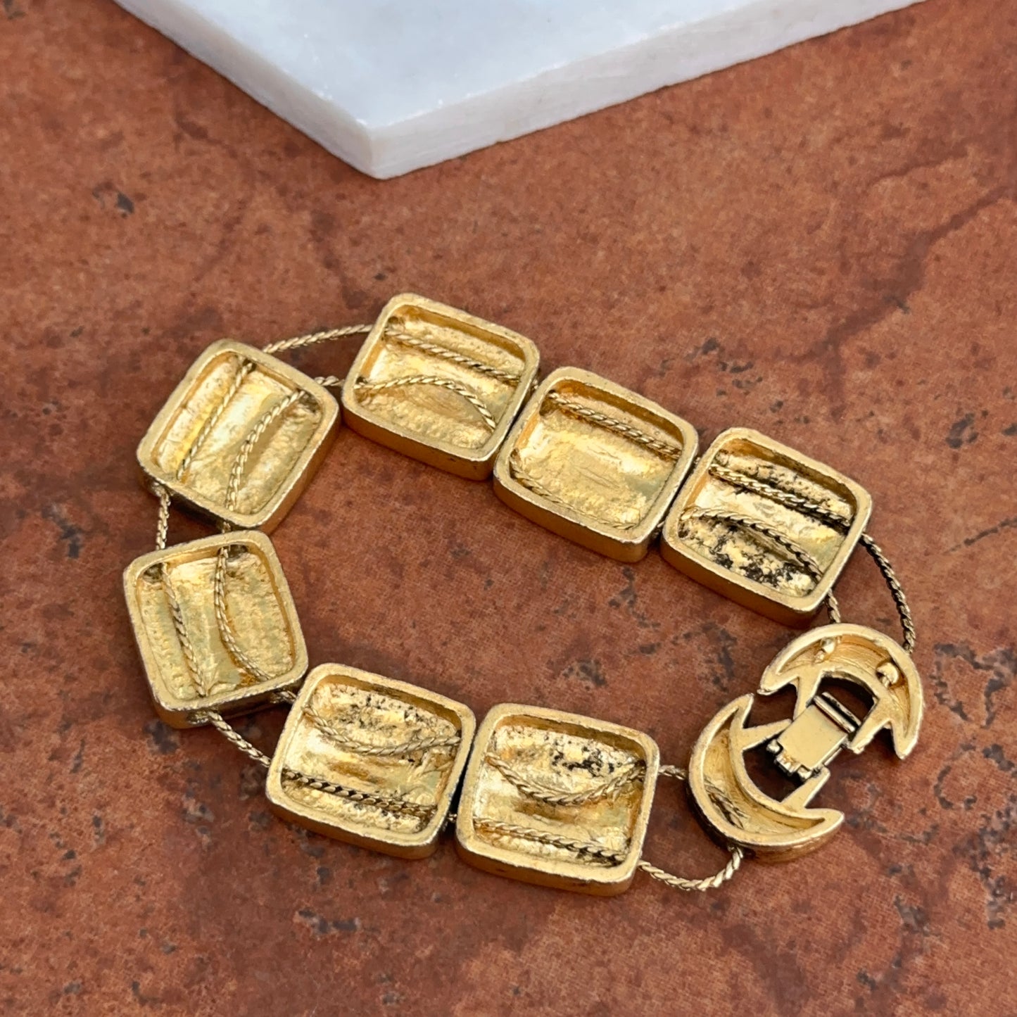 Estate Yellow Gold-Filled Horse Link Chain Bracelet