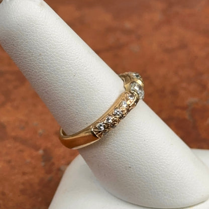 Estate 14KT Yellow Gold Genuine Pave and Suspension Bezel Set Diamond Band Ring - LSJ