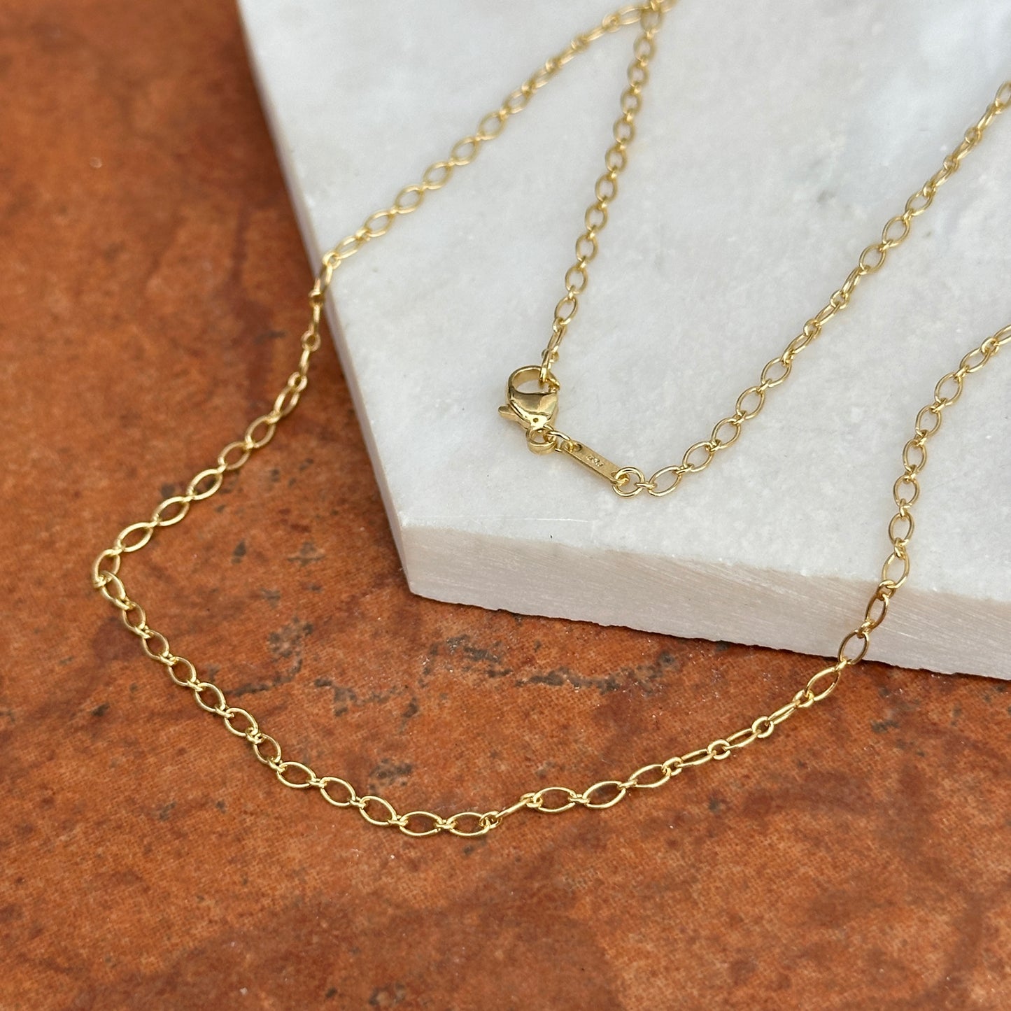 14KT Yellow Gold Oval + Round Links 2.1mm Chain Necklace