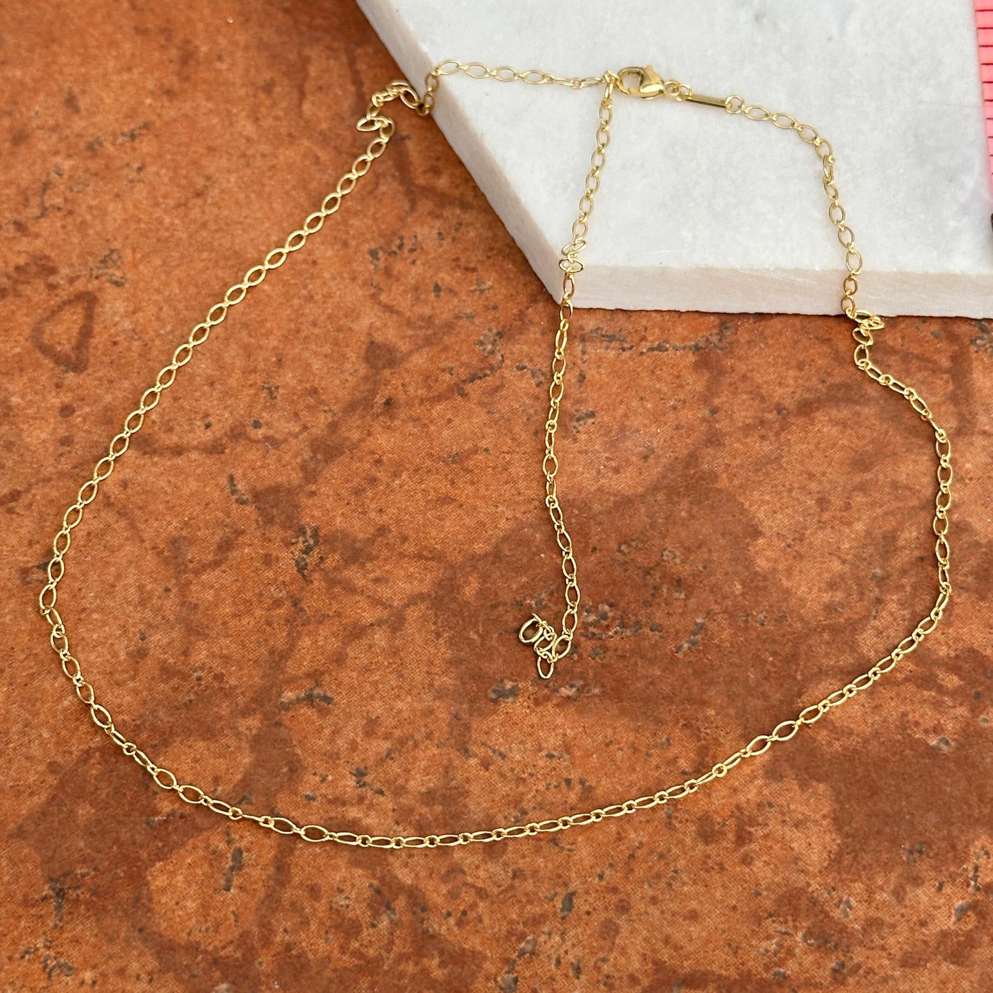 14KT Yellow Gold Oval + Round Links 2.1mm Chain Necklace