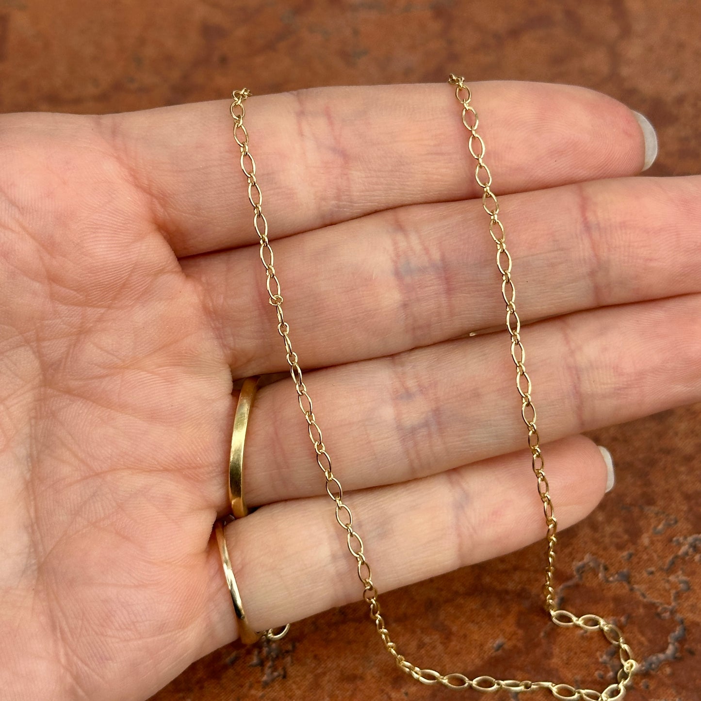 14KT Yellow Gold Oval + Round Links 2.1mm Chain Necklace