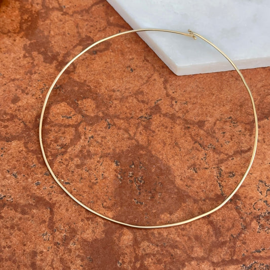 Estate 14KT Yellow Gold 1.5mm Stiff Wire Solid Collar Necklace 14”