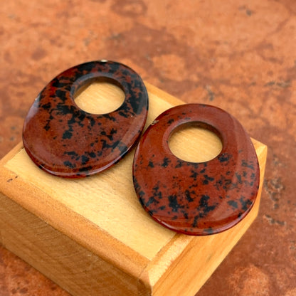 Red Black Marbled Poppy Jasper Oval Earring Charms