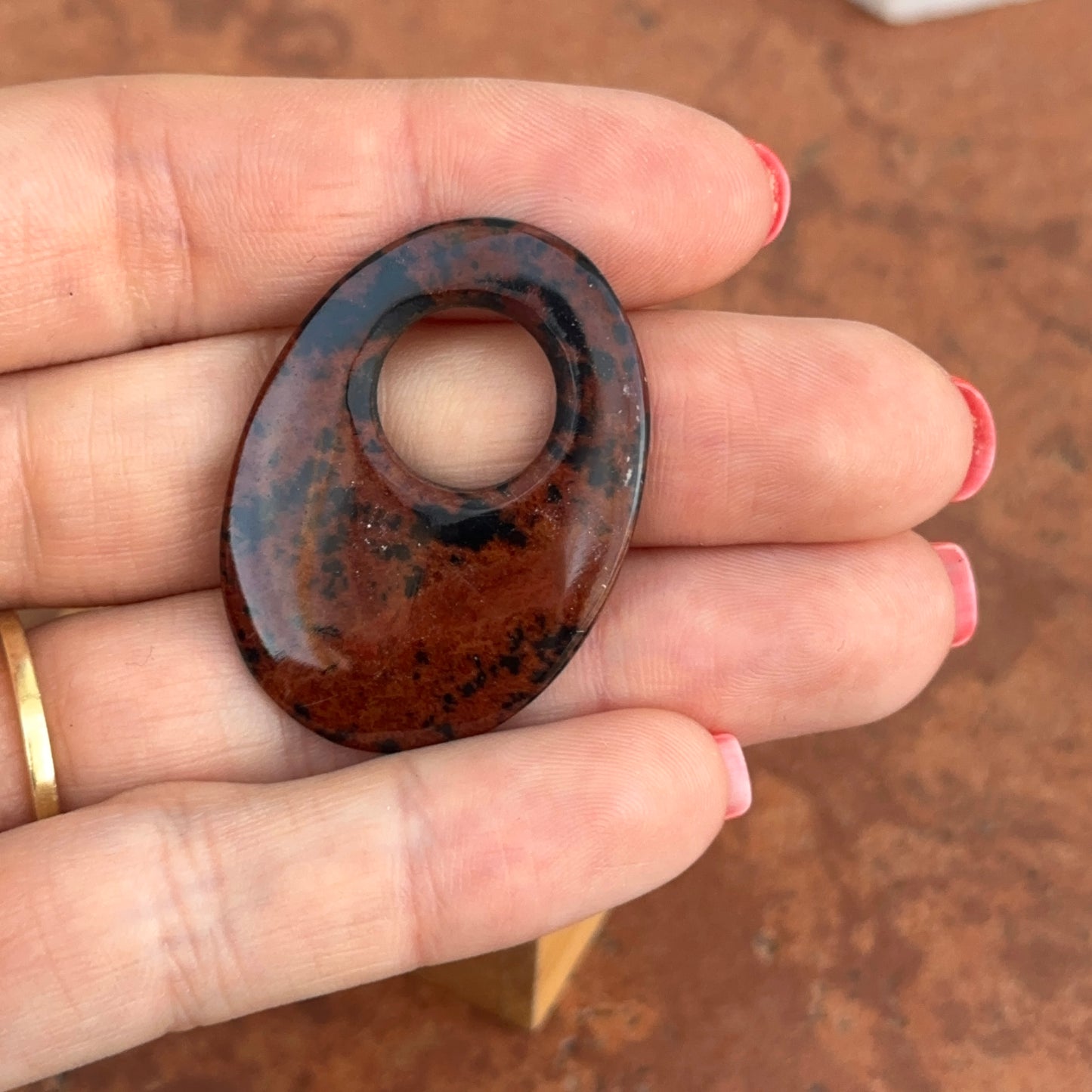 Red Black Marbled Poppy Jasper Oval Earring Charms