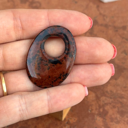 Red Black Marbled Poppy Jasper Oval Earring Charms