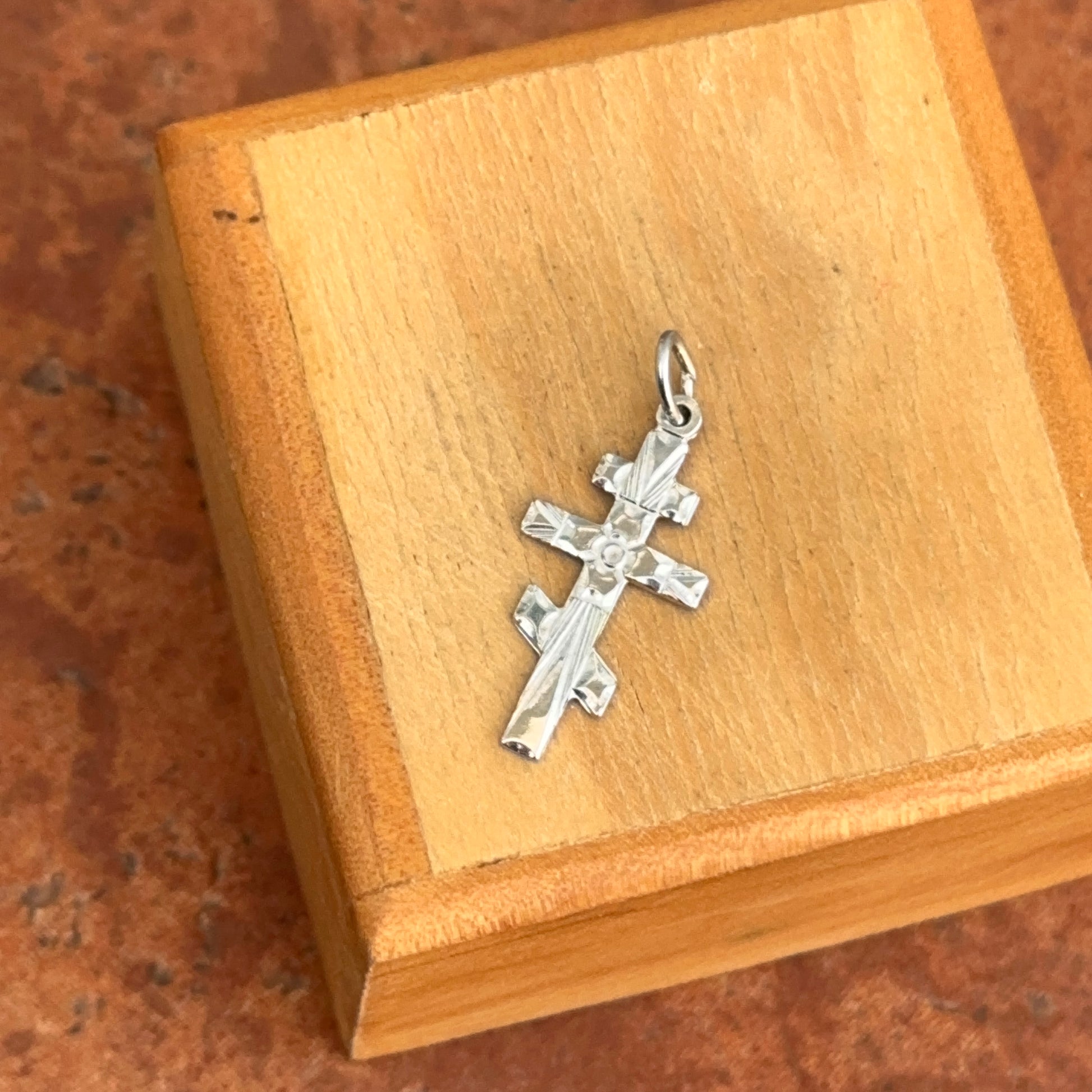 OOO Sterling Silver Eastern Orthodox Small Cross Pendant Charm - LSJ