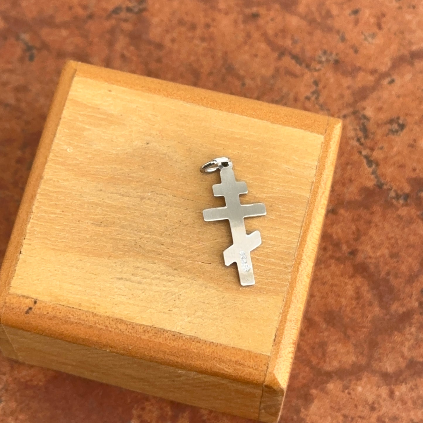OOO Sterling Silver Eastern Orthodox Small Cross Pendant Charm - LSJ