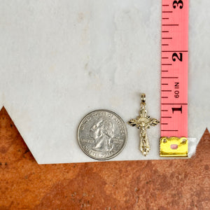 10KT Yellow Gold Diamond-Cut Crucifix Cross Pendant
