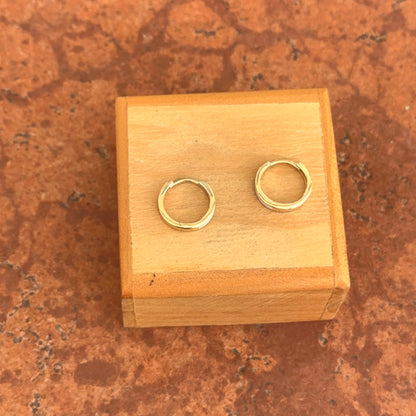 14KT Yellow Gold Solid Cream Enamel Huggie Hoop Earrings 12mm - LSJ