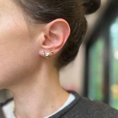 Estate 10KT Yellow Gold .25 Carat Lab Created Diamond Cluster Stud Earrings Small