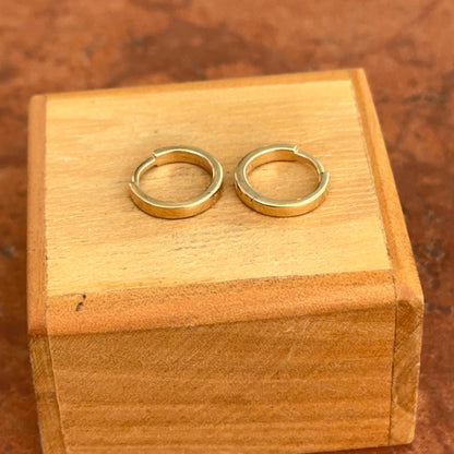 14KT Yellow Gold Solid Cream Enamel Huggie Hoop Earrings 12mm - LSJ