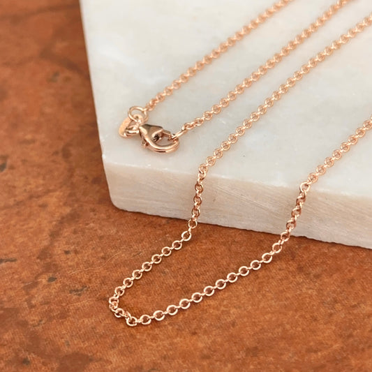 18KT Rose Gold 1.5mm Solid Cable Chain Necklace