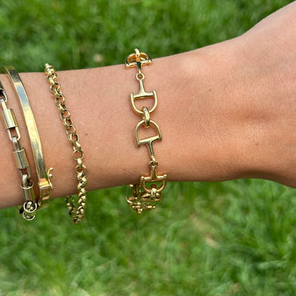 Estate Gold-Tone Horse Bit Links Bracelet