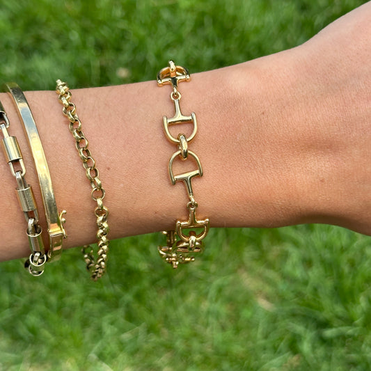 Estate Gold-Tone Horse Bit Links Bracelet