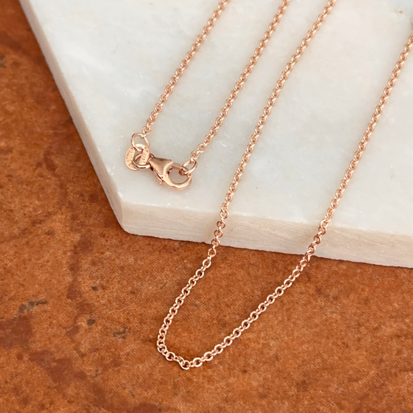 18KT Rose Gold 1.5mm Solid Cable Chain Necklace