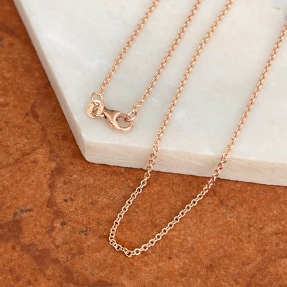 18KT Rose Gold 1.5mm Solid Cable Chain Necklace