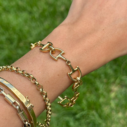 Estate Gold-Tone Horse Bit Links Bracelet