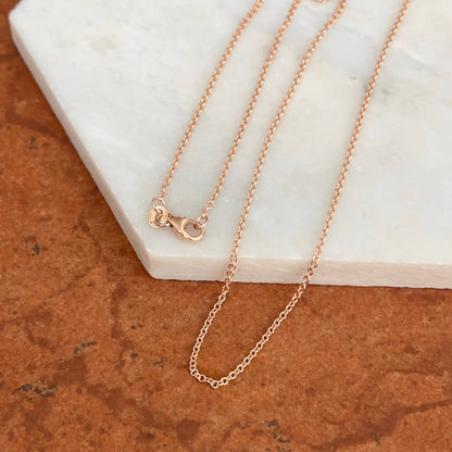 18KT Rose Gold 1.5mm Solid Cable Chain Necklace