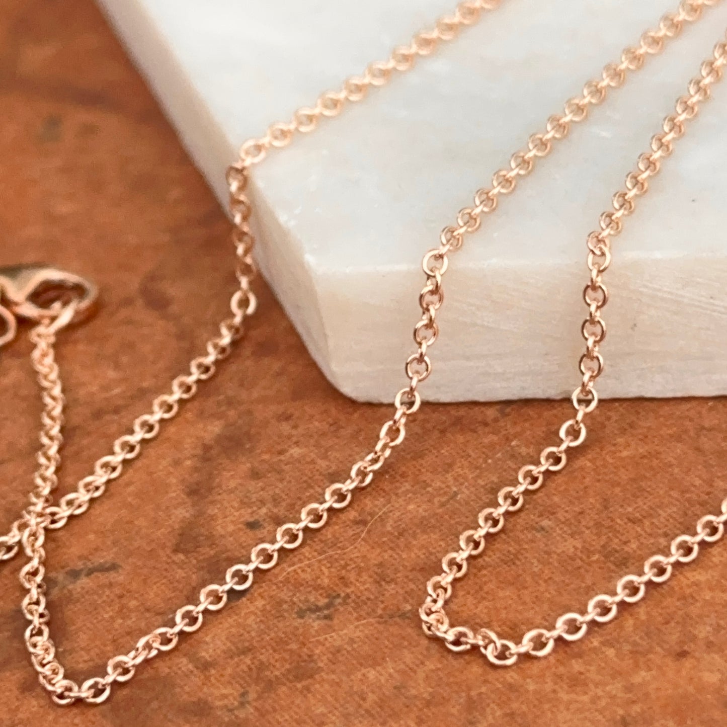 18KT Rose Gold 1.5mm Solid Cable Chain Necklace