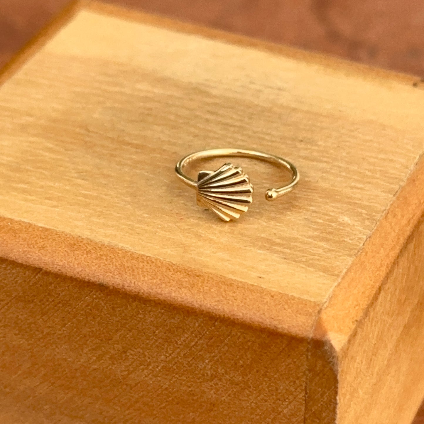 14KT Yellow Gold Shiny 20 Gauge Scallop Shell Nose Ring/ Ear Cuff