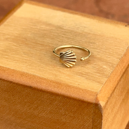 14KT Yellow Gold Shiny 20 Gauge Scallop Shell Nose Ring/ Ear Cuff