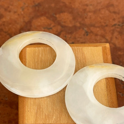 Vintage Round Opaque White Quartz Earring Charms