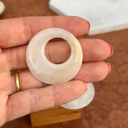 Vintage Round Opaque White Quartz Earring Charms