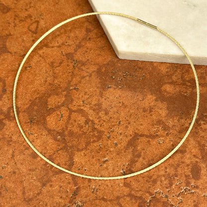14KT Yellow Gold 1.5mm Neck Wire Weave Chain Cable Round Collar Necklace 15"