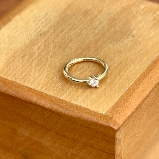 14KT Yellow Gold 18 Gauge CZ Hinged Cartilage Earring