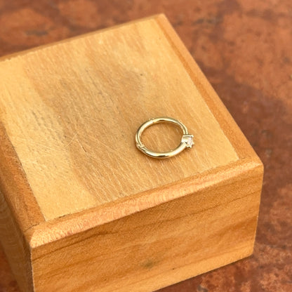 14KT Yellow Gold 18 Gauge CZ Hinged Cartilage Earring