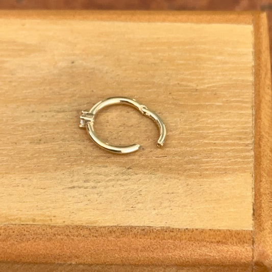 14KT Yellow Gold 18 Gauge CZ Hinged Cartilage Earring