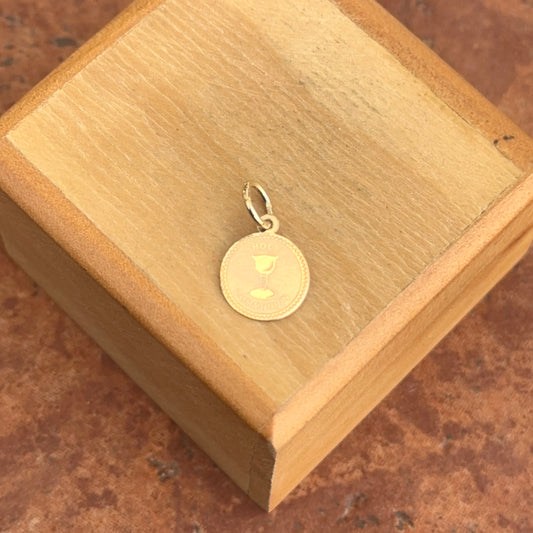 14KT Yellow Gold Solid Holy Communion Round Medal Pendant Charm 11mm