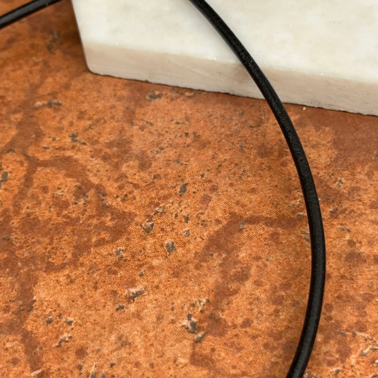 14KT Yellow Gold Black 3mm Leather Cord Necklace