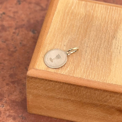 14KT Yellow Gold Solid Holy Communion Round Medal Pendant Charm 11mm