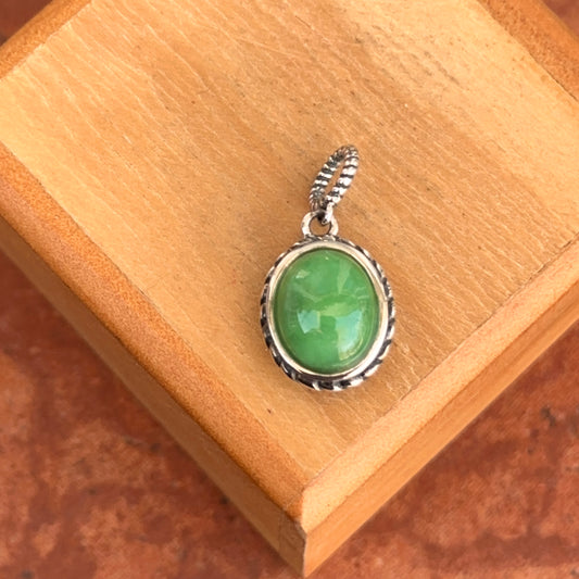 Sterling Silver Antiqued Oval Jade Cabochon Pendant