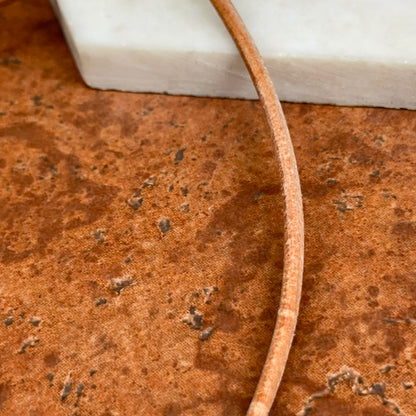14KT Yellow Gold Natural Brown 3mm Leather Cord Necklace