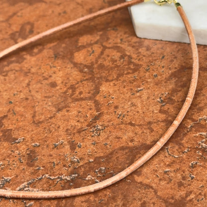 14KT Yellow Gold Natural Brown 3mm Leather Cord Necklace