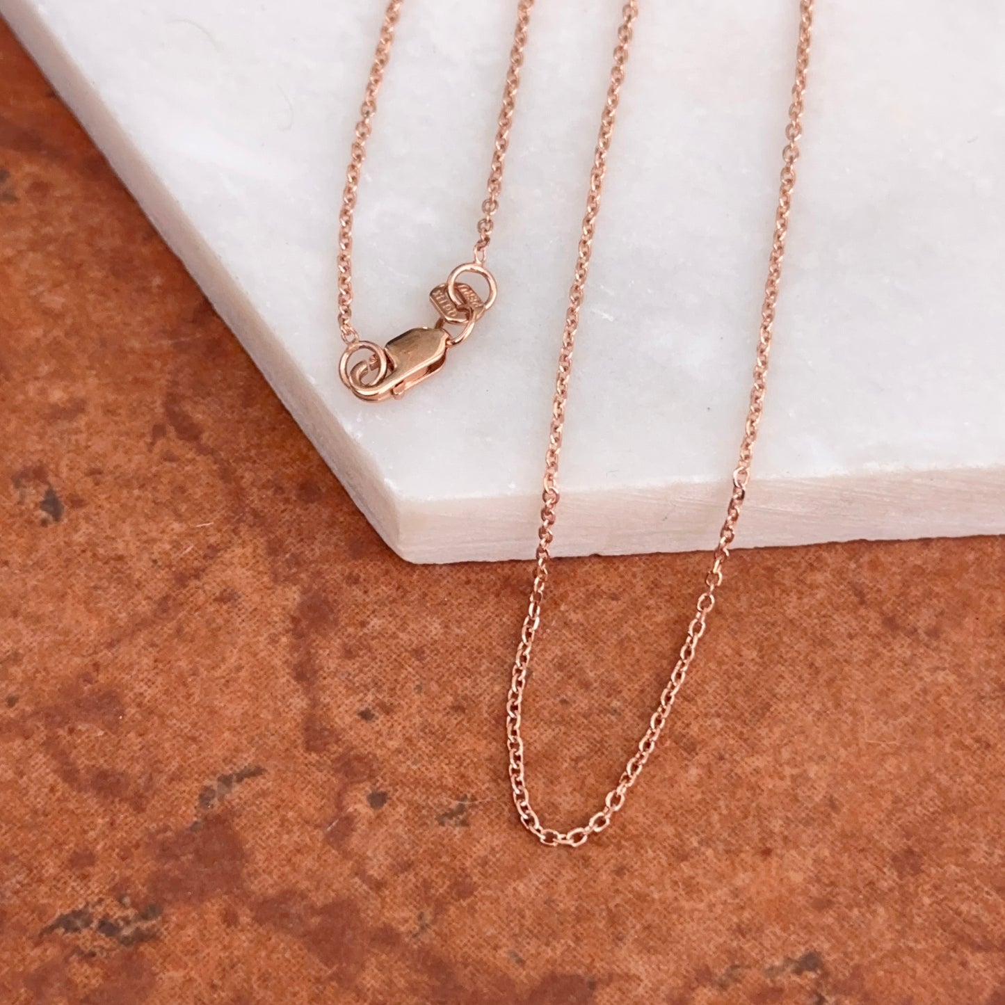 14KT Rose Gold 1.1MM Fine Diamond-Cut Cable Chain Necklace Various Lengths