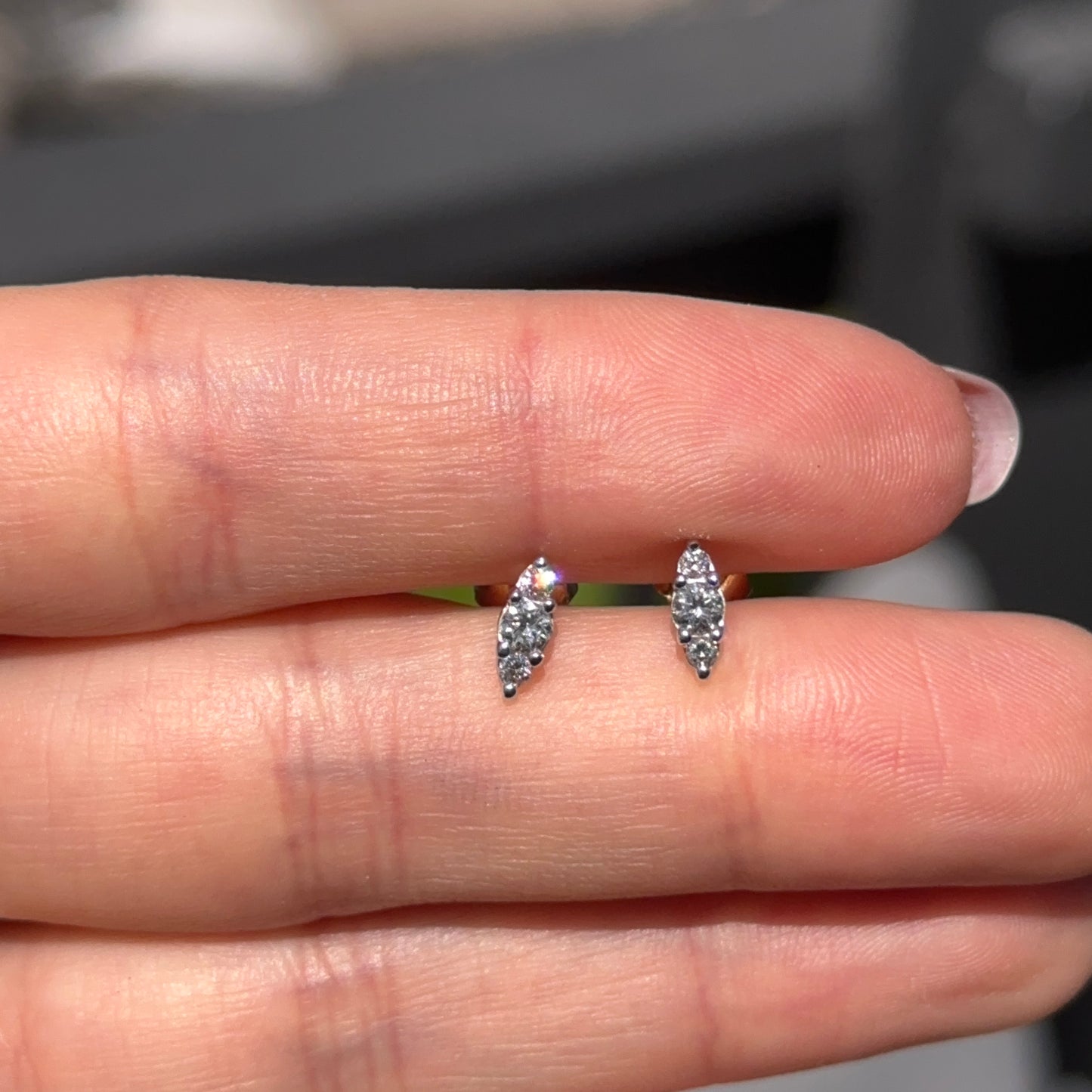 Estate 10KT Yellow Gold .25 Carat Lab Created Diamond Cluster Stud Earrings Small