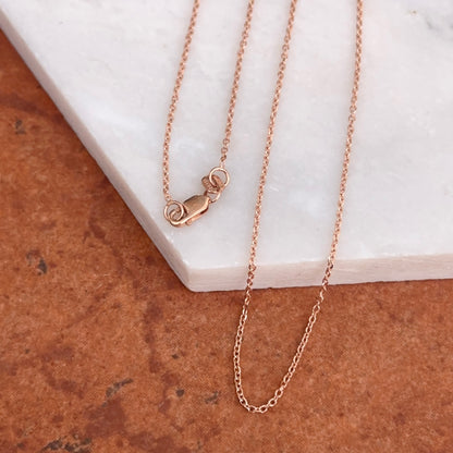 14KT Rose Gold 1.1MM Fine Diamond-Cut Cable Chain Necklace Various Lengths