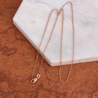 14KT Rose Gold 1.1MM Fine Diamond-Cut Cable Chain Necklace Various Lengths