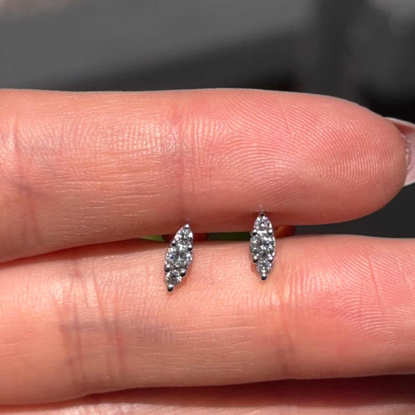 Estate 10KT Yellow Gold .25 Carat Lab Created Diamond Cluster Stud Earrings Small