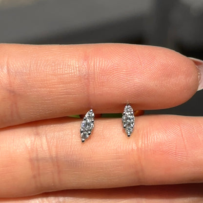 Estate 10KT Yellow Gold .25 Carat Lab Created Diamond Cluster Stud Earrings Small